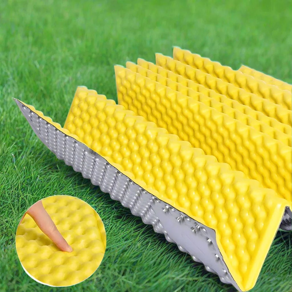 Matelas Camping - PortableCampingMat™ - Jaune - arrêt plein air