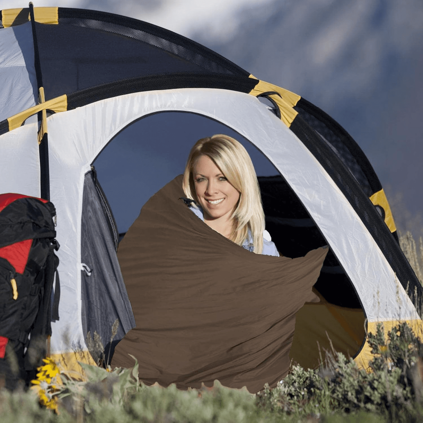 Sac de Couchage - CampingSleepingBag™ - Marron - arrêt plein air