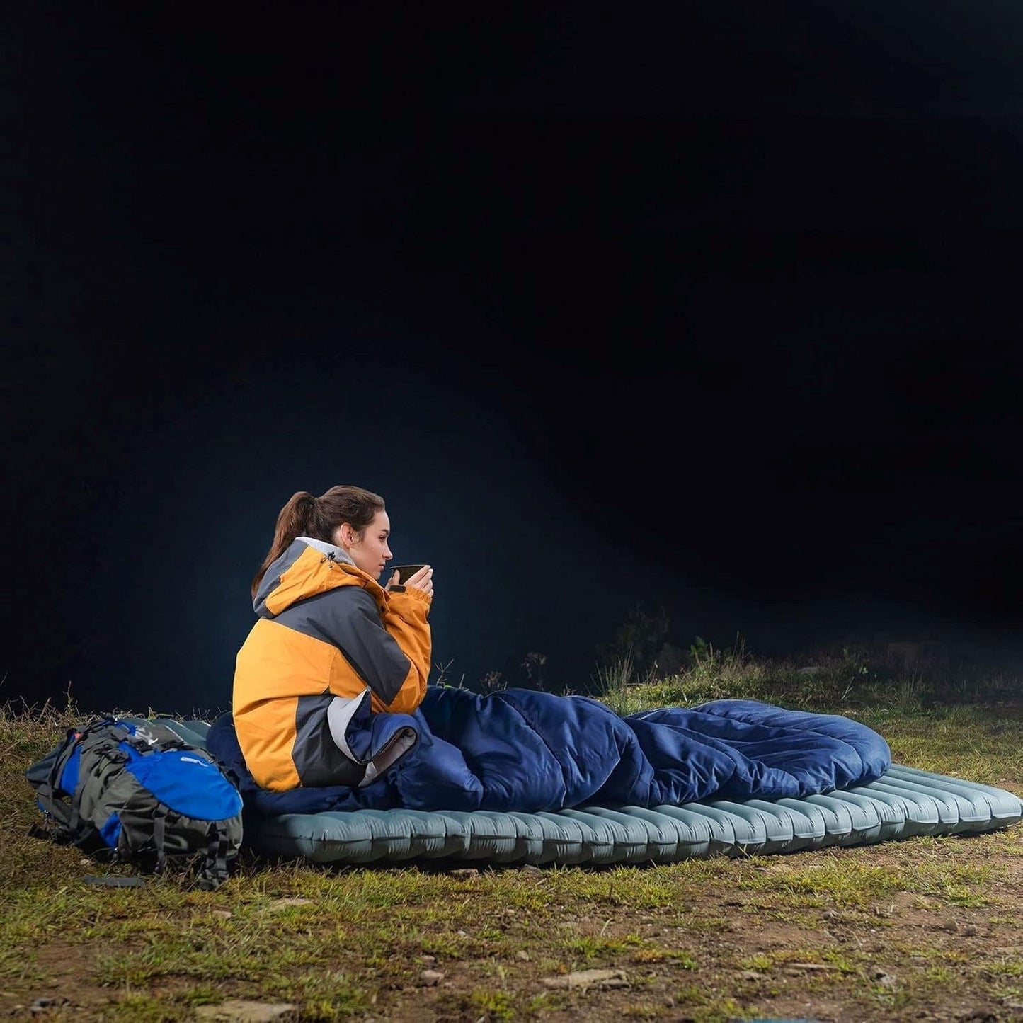 Sac de couchage - HikingSleepingbag™ - Bleu marine - arrêt plein air